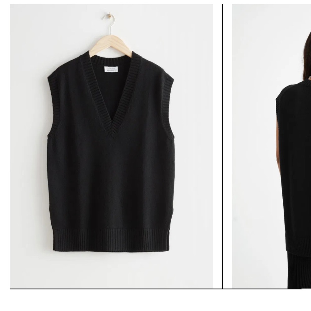 & Other Stories Black V-Neck Sweater Vest